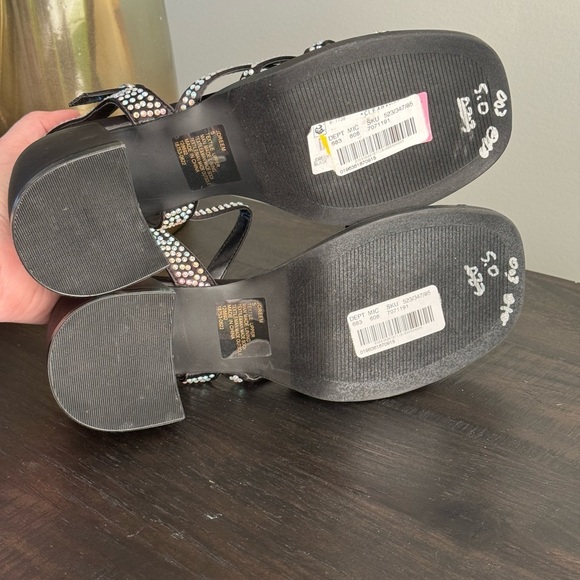 Steve Madden Tween Teen Girls Dreem Black Rhinestone Sandals Dress Shoes 5 6 NEW - Picture 6 of 11